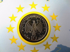 10 EURO - MONEDA ARGINT 925- PROOF NUMISBLATT + COLITA 10 MARCI POSTALE FDC foto