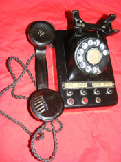 TELEFON CLASIC cu DISC din EBONITA,TEL. EPOCA,COLECTIE ,TELEFON SPECIALT BACHELITA tip CENTRALA cu apel RAPID ,telefon BIROU IMPORTANT al RPR si RSR foto