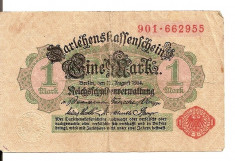 LL bancnota Germania 1 mark 1914 foto