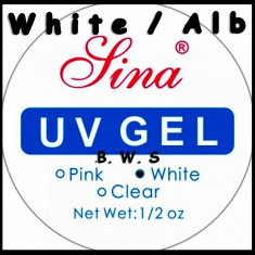 SINA gel uv unghii false --- 15ml ---- White / Alb ---SIGILAT foto