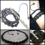 COLIER BRATARA SHAMBALLA 7 BILE CRISTALE SWAROVSKI NEGRE / JET 12 MAGNETI HEMATITE + CUTIE CADOU FASHION MEDICINAL COLIERE SAMBALA SHAMBALA SAMBALLA