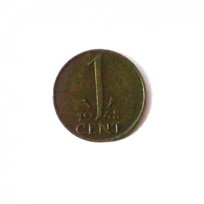 OLANDA 1 CENT 1948, 2 g., Bronze, 14 mm, Wilhelmina I ** foto
