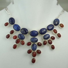 COLIER PIETRE NATURALE, CARNELIAN, LAPIS LAZULI, PROVENIENTA JAIPUR INDIA 66 GR LIVRARE GRATUITA! foto