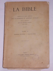 LA BIBLE- 1906- TOME II- TRADUITE DU TEXTE ORIGINAL SOUS LA DIRECTION DE ZADOC KAHN- BIBLIA foto