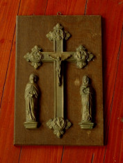panoplie religioasa deosebita lemn , alama - bronz foto
