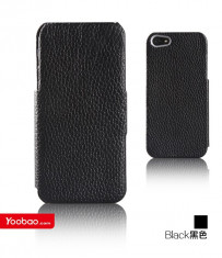 Husa Piele Naturala Flip Case Executive Apple iPhone 5 5S Black by Yoobao Originala foto