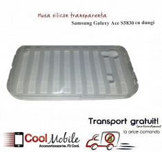 SET - Husa silicon transparenta Samsung Galaxy Ace S5830 cu dungi +FOLIE PROTECTIE - TRANSPORT GRATUIT! foto