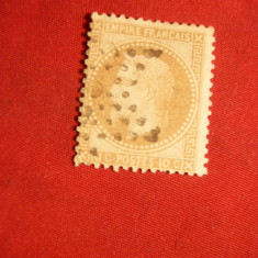 Timbru 10 C bistre-brun Napoleon laureat Franta ,stamp. stea