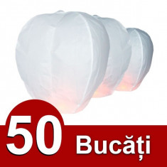 LAMPION - LAMPIOANE ZBURATOARE PACHET 50 LAMPIOANE ALBE + 2 LAMPIOANE INIMA ROSIE foto