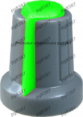 Buton pentru potentiometru, 15mm, plastic, gri-verde, 15x17mm - 127003 foto