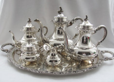 SERVICIU DEOSEBIT DE CAFEA SI CEAI DIN ARGINT MASIV 925 STERLING SILVER foto