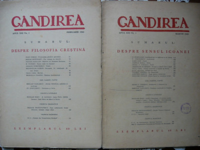 Gandirea - Anul XXI - 4 numere ( No. 1, 2, 3, 7 - 1942 ) foto