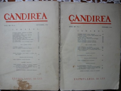 Gandirea - Anul XIII - 3 numere ( No. 6, 7, 8 - 1934 ) foto