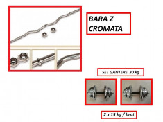 SET GANTERE CROMATE 30 KG ( 2 x 15 KG / BRAT ) + BARA Z CROMATA !!!- LIVRARE GRATUITA IN BUCURESTI ZONA SECTOR 4 !!! foto