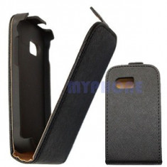 Toc piele flip neagra Samsung Galaxy Y S5360 husa leather black + folie protectie ecran foto