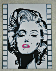 Portret Marilyn Monroe, pictat manual pe panza foto