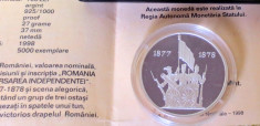 * Moneda 100 lei 1998 - Aniversarea Independentei - argint proof foto