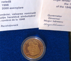 * Moneda 500 lei 1998 - 150 de ani de la Revolutia romana de la 1848 - aur proof - tiraj 2000 foto