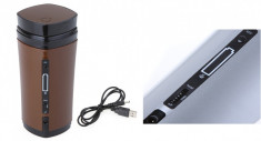 Cana termos 130 ml cu baterie Li reincarcabila prin USB ideala pentru birou, concedii, excursii, camping.. etc foto