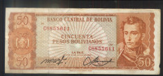 BOLIVIA1962-50PESOS BOLIVIANOS-CIRCULATA-WG33 foto