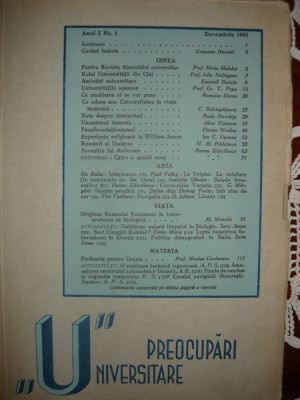 Preocupari Universitare - Anul I, Nr. 1 si 2 ( 1943, 1944 ) foto