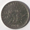 G1. FRANTA 5 FRANCS FRANCI 1971 10 g., Nickel Clad Copper-Nickel, 29 mm **, Europa