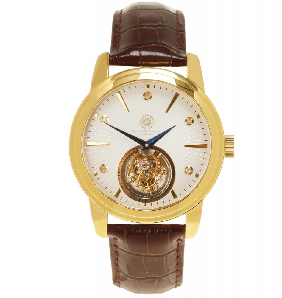 Ceas Tourbillon : CEAS de LUX : Constantin Durmont placat cu aur , 5  diamante , complicatia tourbillon real - la PRET MINIM ! ! !, Analog, Lux -  elegant | Okazii.ro