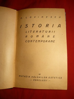 E. Lovinescu - Mutatia Valorilor Estetice - Concluzii -Prima Ed. 1929 foto