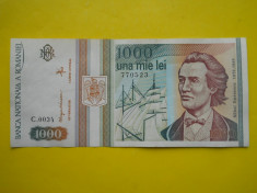 Romania-1000 lei -mai 1993 aUNC foto