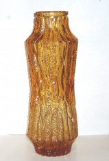 Vaza semi-cristal &amp;quot;amber marigold&amp;quot; mould-blown - anii &amp;#039;50 - &amp;#039;60 - Stolzele Oberglas Austria (3 + 1 GRATIS!) foto