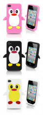 Husa Pinguin iPhone 4/4S din silicon de inalta calitate. BONUS Folie de protectie profesionala! foto