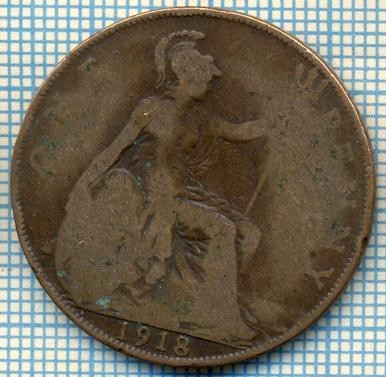 573 MONEDA VECHE- MAREA BRITANIE - ONE PENNY -anul 1918 -starea care se vede foto