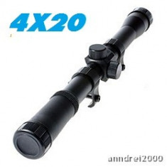 Luneta 4X20 model 2014 cu sistem prindere metalic pentru arbaleta arma cu aer comprimat airsoft foto