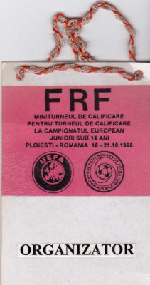 Legitimatie organizator FRF - miniturneul de calificare 1995 foto