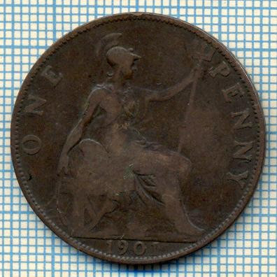 597 MONEDA VECHE- MAREA BRITANIE - ONE PENNY -anul 1901 -starea care se vede foto