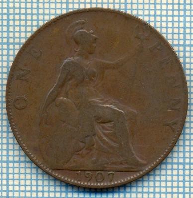 568 MONEDA VECHE- MAREA BRITANIE - ONE PENNY -anul 1907 -starea care se vede foto