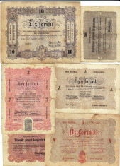 LOT 6 bancnote emisii diferite 1848 - 1849 ,Transilvania,Ungaria,pe verso cu sriere si in limba romana foto