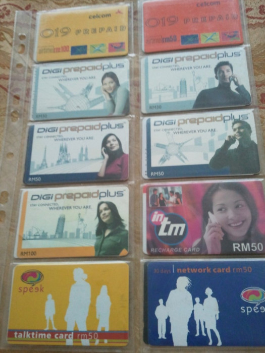 Lot 20 cartele telefonice Malaezia si Sri Lanka + folie de plastic + taxele postale = 30 roni