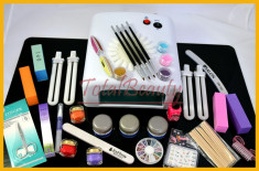 Kit gel uv IBD lampa 36 w pila unghii gel color geluri colorate sclipici unghii pensula aplicare gel pictura unghii oja neon betisoare portocal etc foto