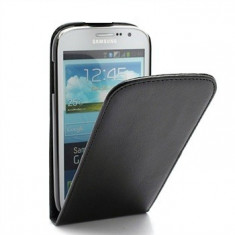 Toc piele neagra flip Samsung Galaxy Fit s5670 + Folie protectie ecran + expediere gratuita foto
