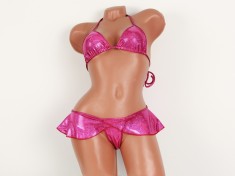 Costum baie verde neon rosu auriu portocaliu turcoaz albastru mov lila pink neon tanga G-String marime XS S M L foto