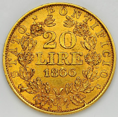 ticuzz - VATICAN Italia 20 Lire 1866 R - An XXI - Moneda de AUR - 6.46gr foto