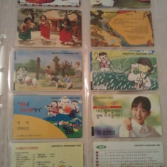 Lot 20 cartele telefonice Korea - copii (baieti si fete) si alte cartele + folie de plastic + taxele postale = 30 roni