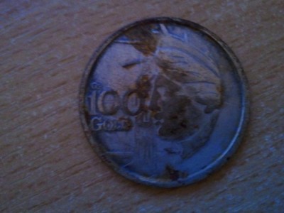Medalie 100 gold, Americana ?????, circulata, vedeti in fotografie starea in care se afla, ste necuratata, nu licitati decat stiti ca merita cumparata foto