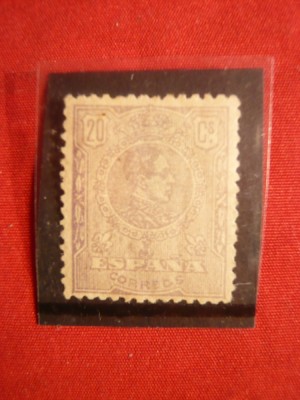 Timbru 20 C 1920 gri- violet ,Spania ,nestamp. ,sarniera, nr. control foto