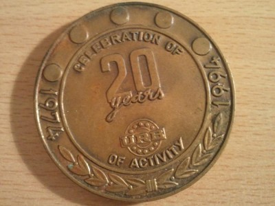 Medalie URB Celebration of 20 years of activity 1974-1994 foto