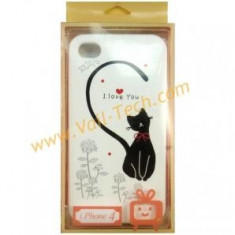 husa protectie black cat i love you iphone 4 4S expediere gratuita + folie protectie ecran foto