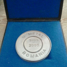 Medalie U metal 1990-2000 Romania 50 grame + cutia de prezentare gratuita + taxele postale gratis = 50 roni