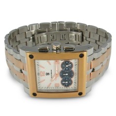 CEAS de LUX super ceas POLITI OROLOGI chronograph placat cu AUR, mecanism japonez CITIZEN-MIYOTA, 5ATM WATER RESISTANT, nou CUTIE