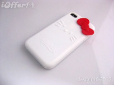 husa protectie silicon Hello Kitty iphone 4 4S expediere gratuita + folie protectie ecran foto